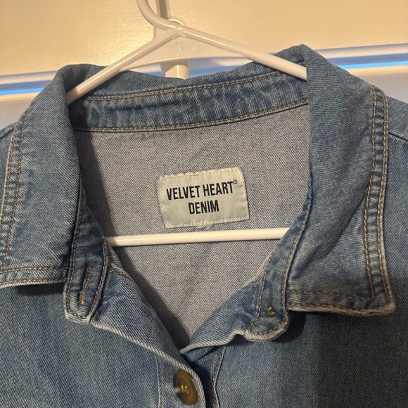 EUC Velvet Heart Denim Long Sleeve Button Down Top - Picture 3 of 4